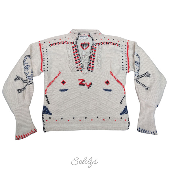 Zadig & Voltaire Défilé Amanda Embroidered Tie-Neck Merino Wool Cashmere Sweater - Picture 2 of 13